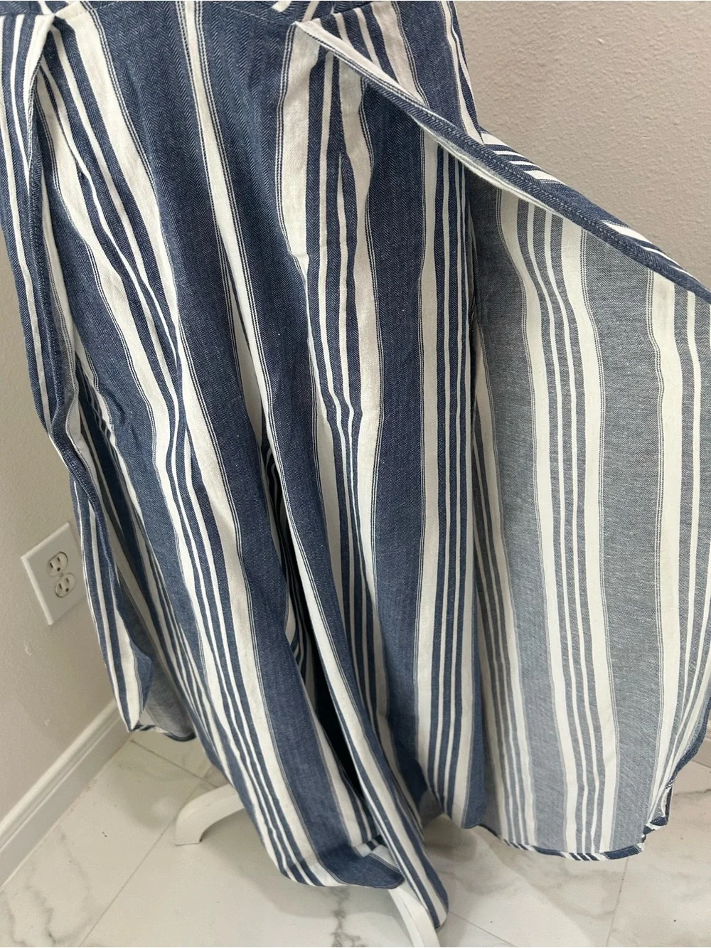 Altar’d State Striped Blue & White Wide-Leg Jumpsuit with Tie Front - Picture 4 of 8